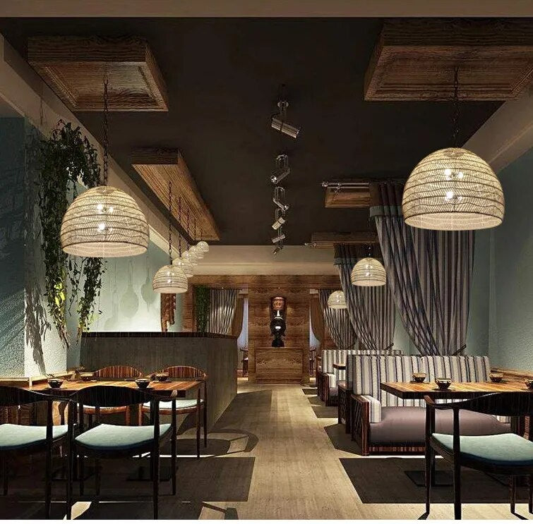 rattan ceiling Light