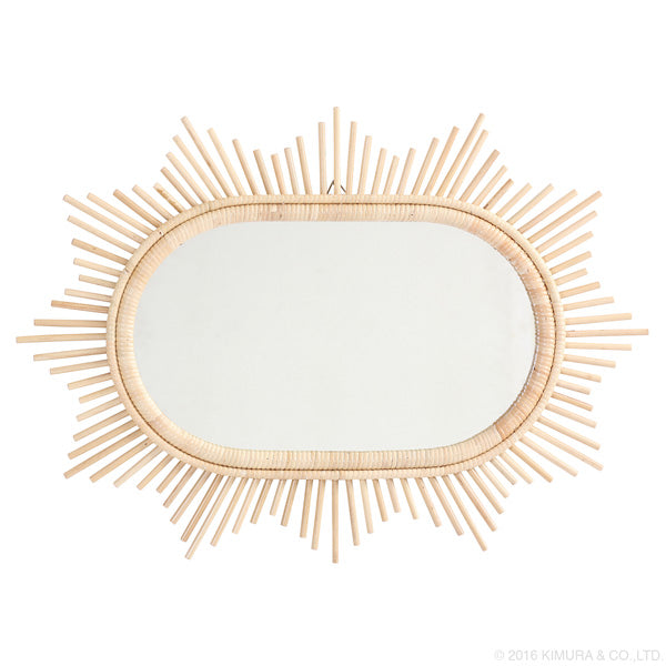 Rattan sun mirror star shape