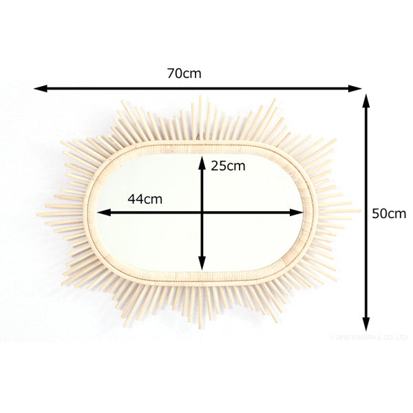 Rattan sun mirror star shape