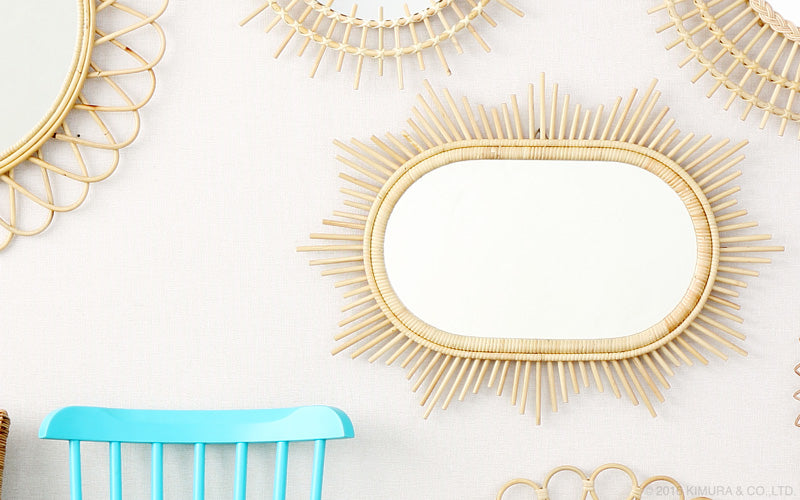 Rattan sun mirror star shape